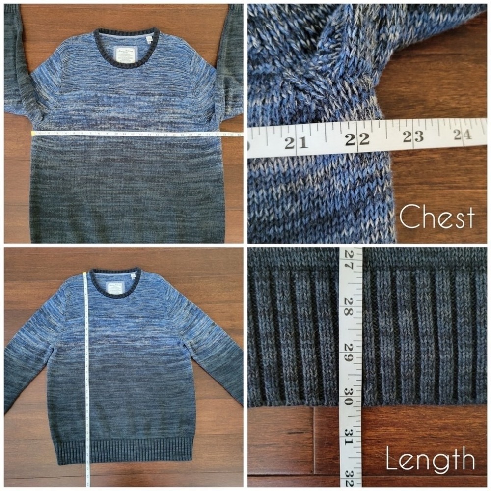 Tommy Bahama Men's Size L Blue Ombre Pullover Knit Cotton Sweater Crew Neck - Picture 5 of 6